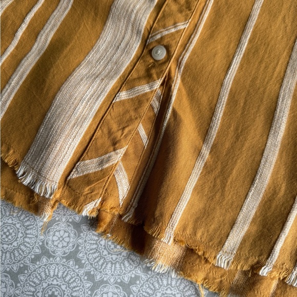 Girl Krazy Mustard Striped Boyfriend Shirt Size L - Picture 3 of 8